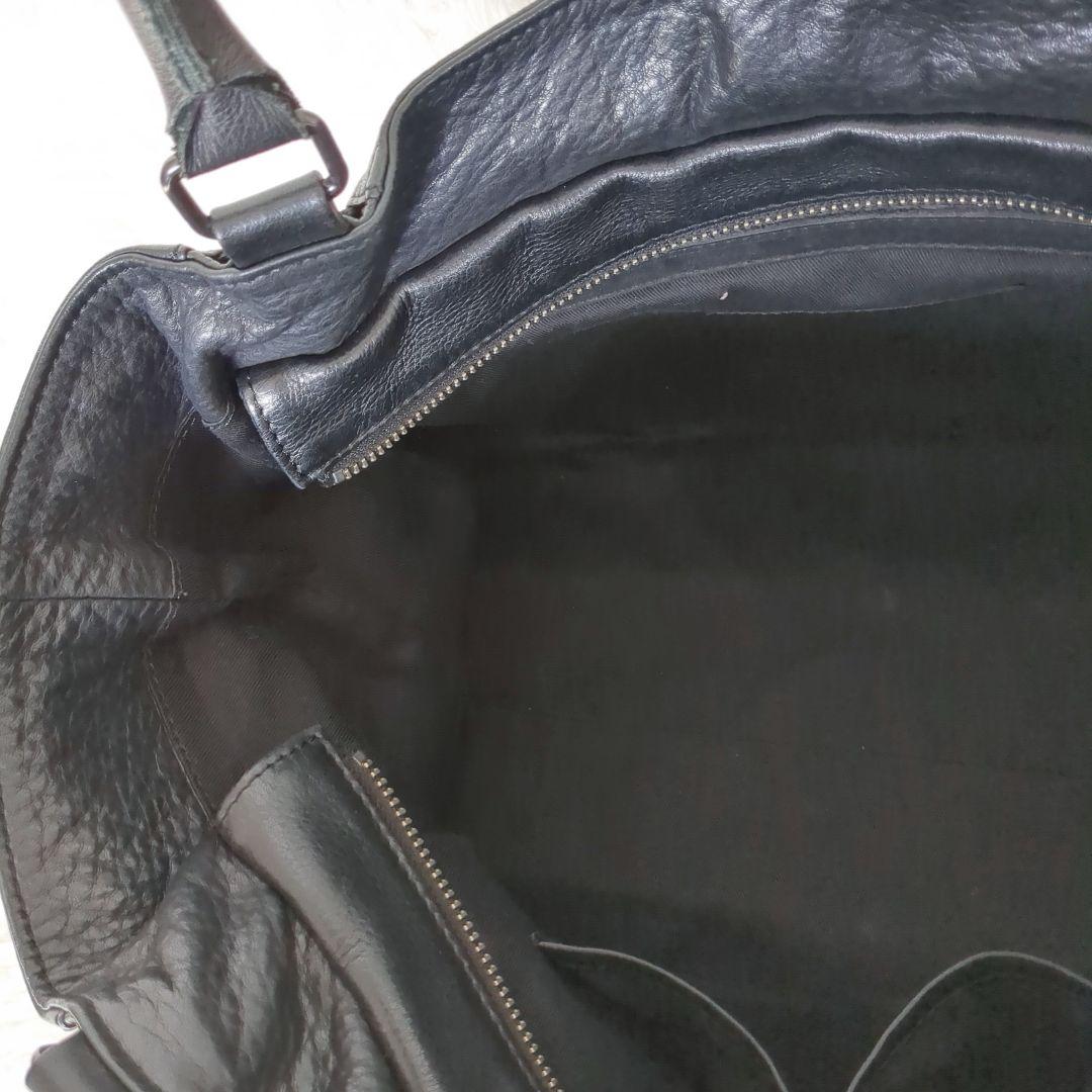 美品✨️ディケイド レザー ダブルジップ トートバッグ 黒 シボ革　A4