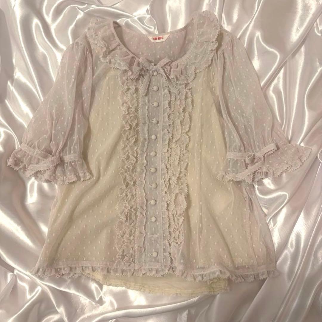 ピンクハウス　ポルカドットブラウス　アイボリー