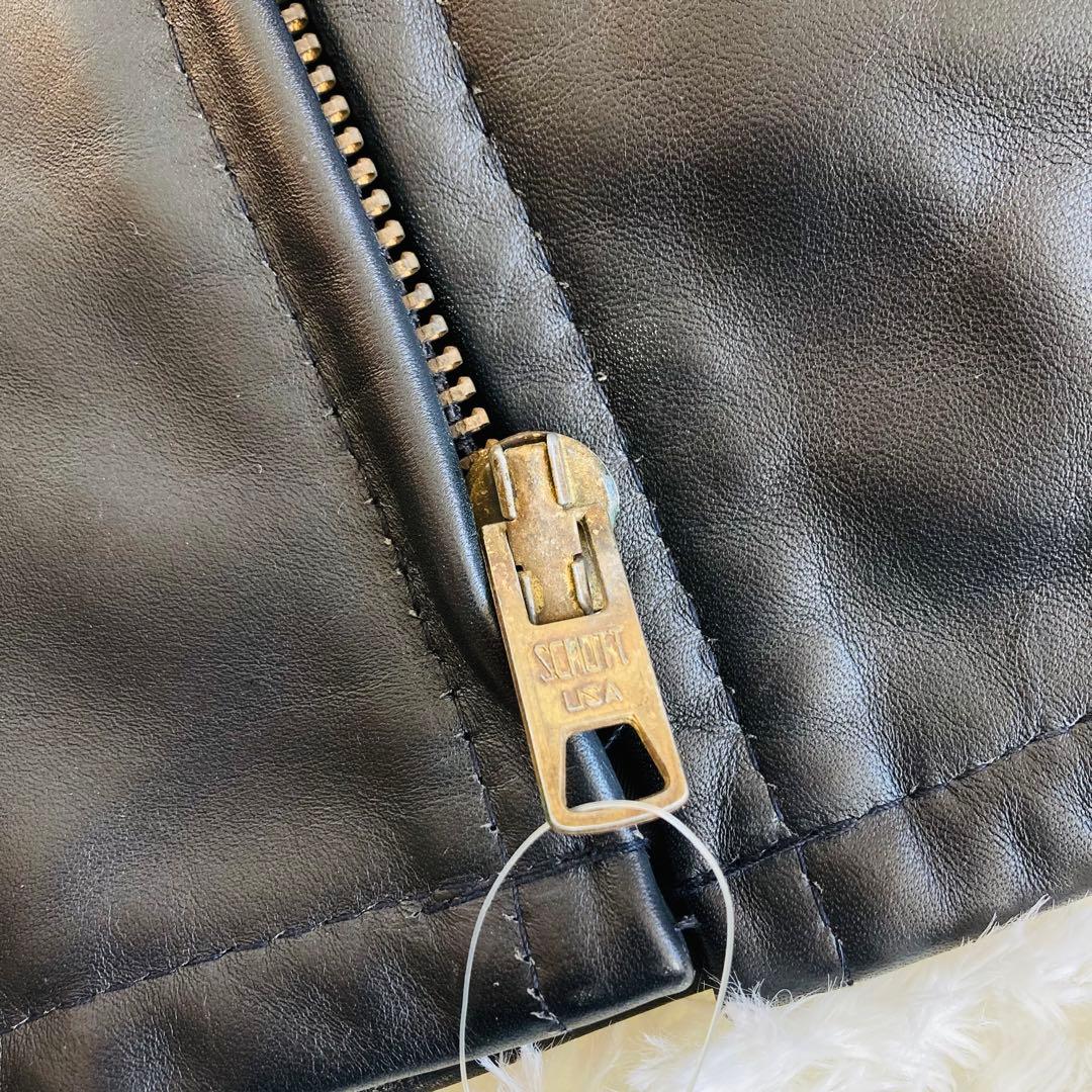 新品タグ付★ ショット 643 シングルライダース　36 襟付 ライナー付