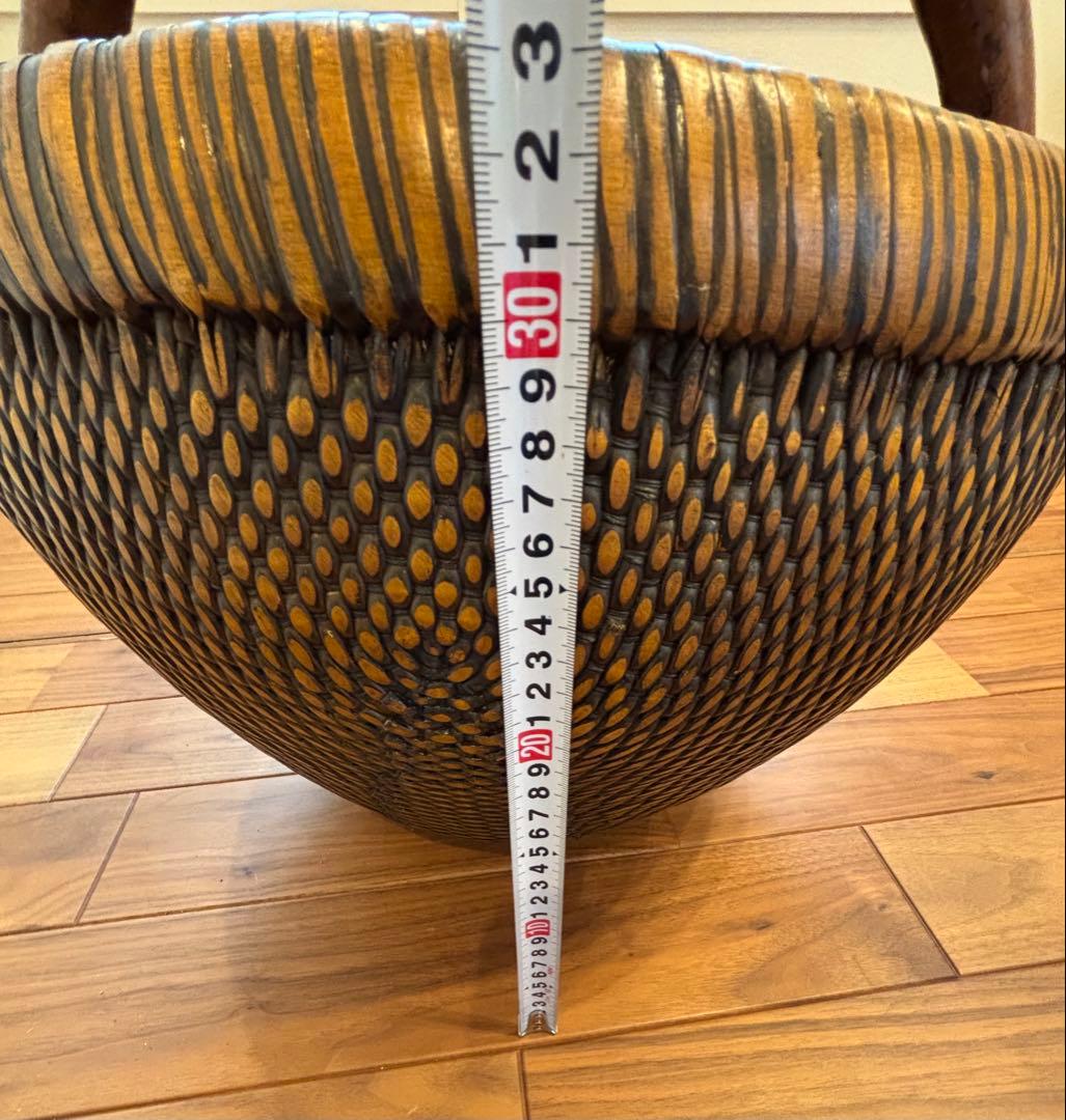 アジアン家具 天然素材バスケット 木製ハンドル