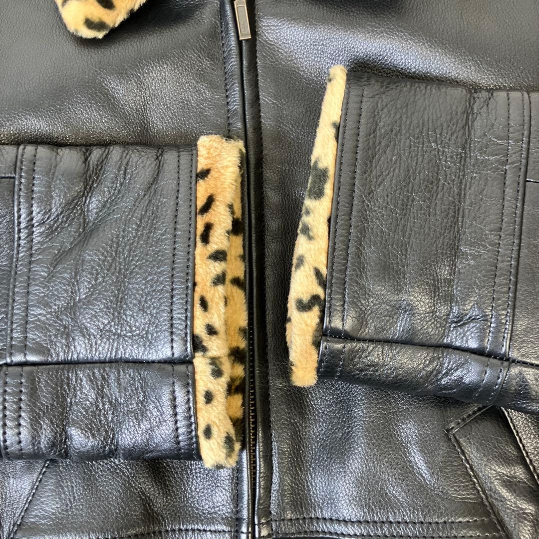 OLD GAP レザージャケット レオパード 豹柄 ブラック