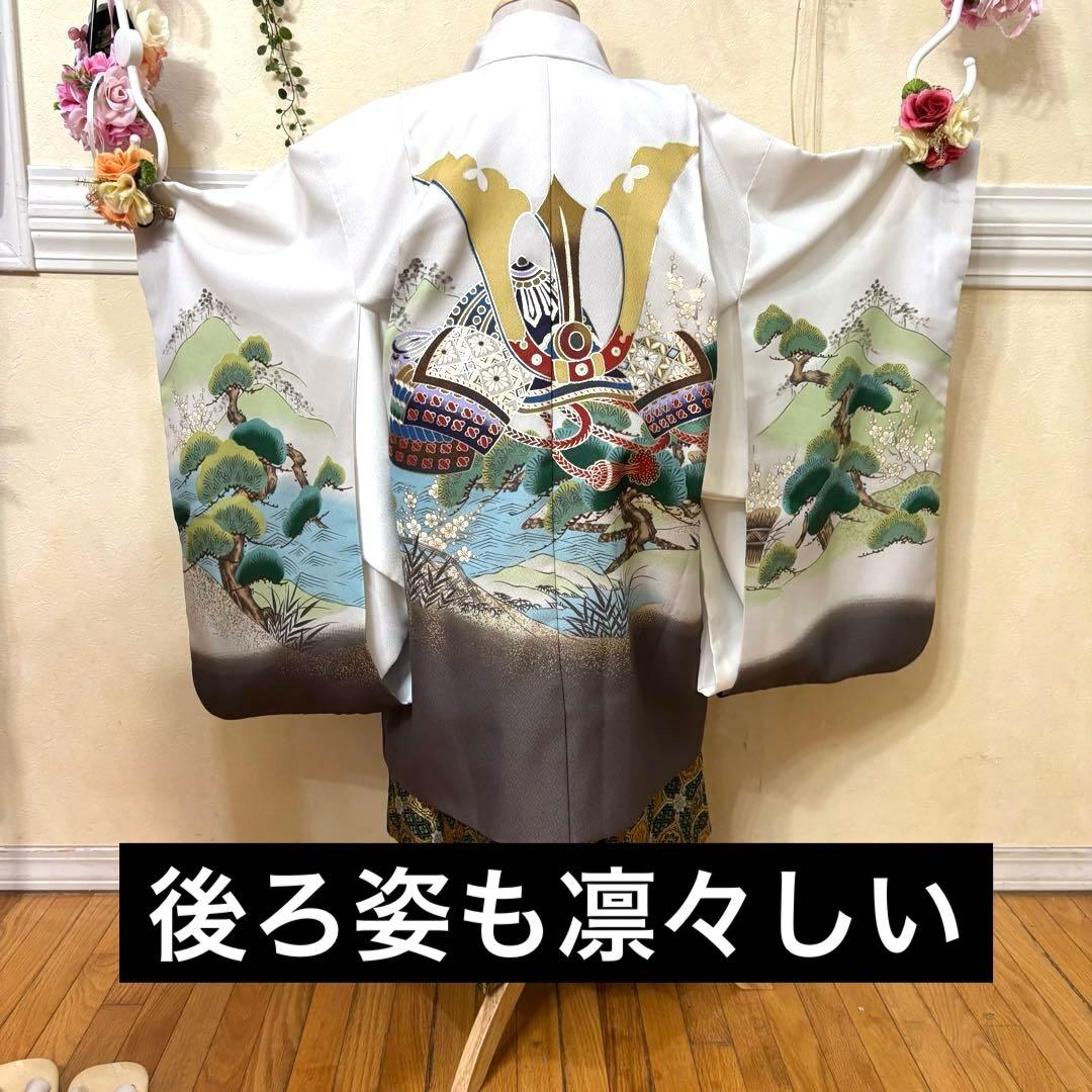美品七五三五歳‼️白地豪華絢爛着物 男の子 袴 完全️フルセット‼️お家から揃えるなし