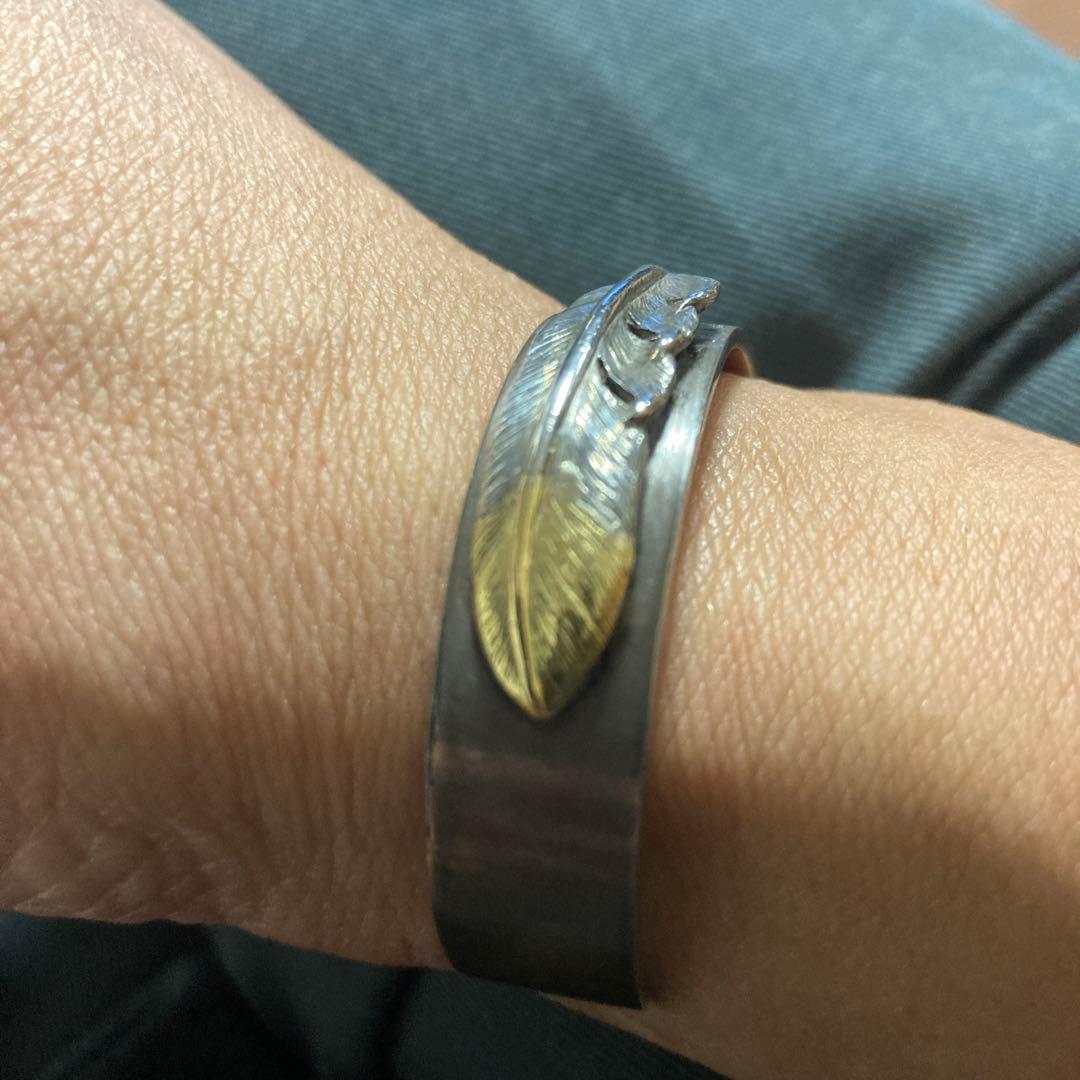 ぬん　tady&king 先金Mフェザー平打ちバングル GPイーグル18K