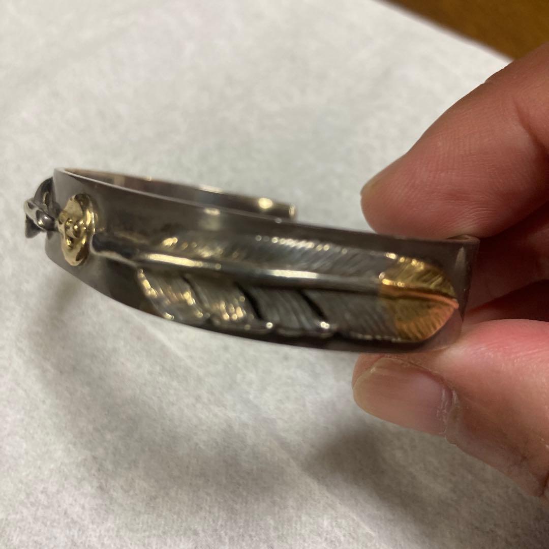 ぬん　tady&king 先金Mフェザー平打ちバングル GPイーグル18K