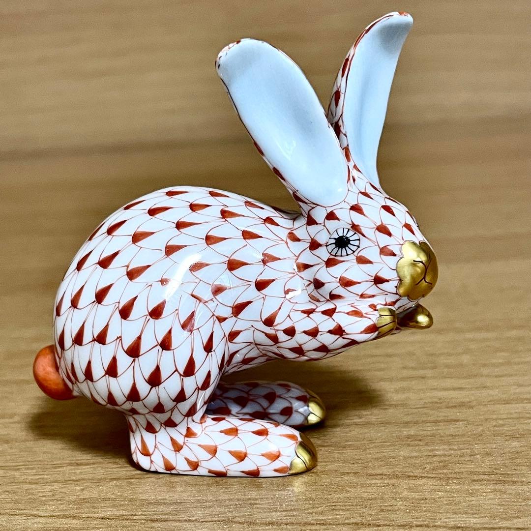 美品 HEREND ヘレンド フィギュリン 干支 1999年 ウサギ赤