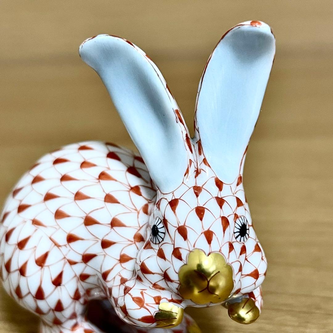 美品 HEREND ヘレンド フィギュリン 干支 1999年 ウサギ赤