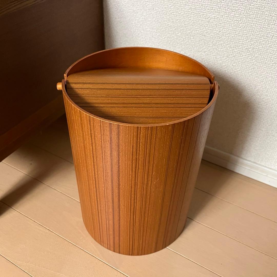 極美品　カリモク60 サイトーウッド　ゴミ箱　天然木