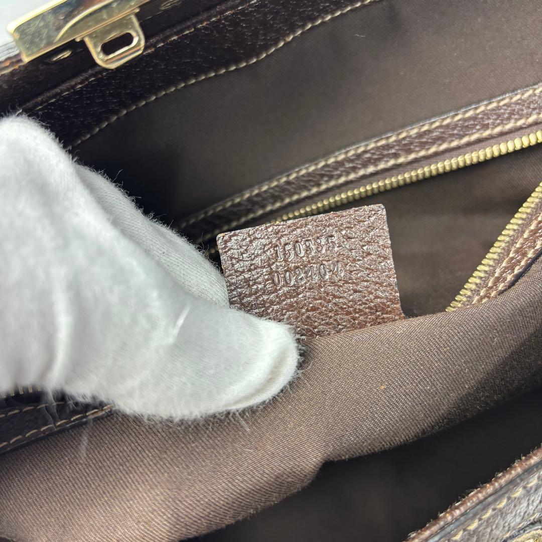 グッチ　ドクターズバッグ　シェリーライン　スクエア型　キャンバス　ホースビット