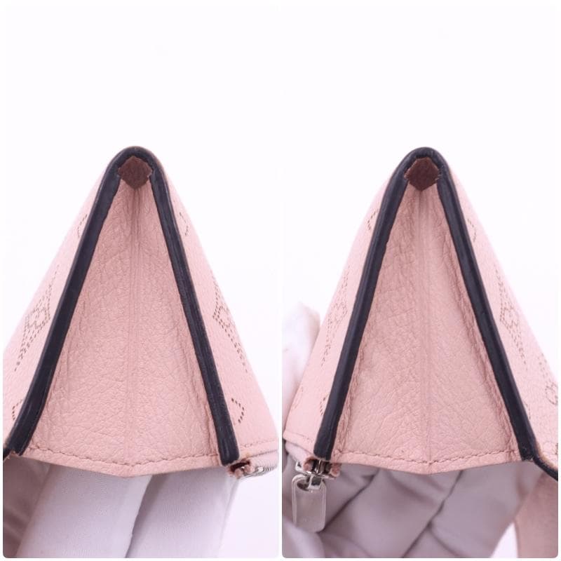 ルイヴィトン マヒナ ポルトモネ アナエ 財布 ピンク 箱付 ★イニシャル跡あり