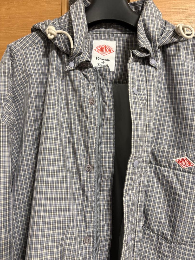 DANTONダウン　フーデッドシャツジャケット