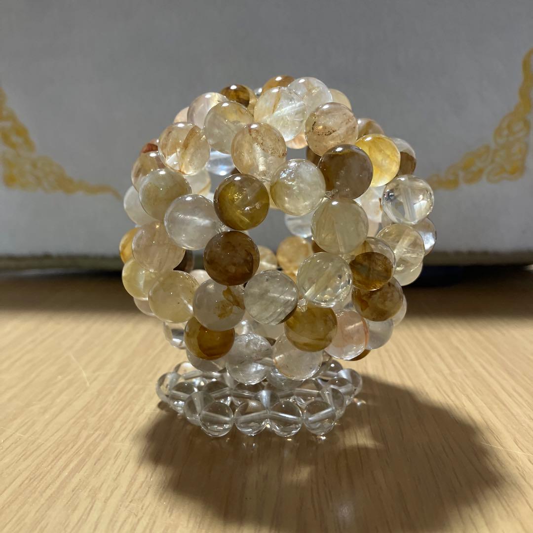 【HY-12-1】神聖幾何学 フラーレン ヒマラヤイエロー水晶12ミリ玉使用