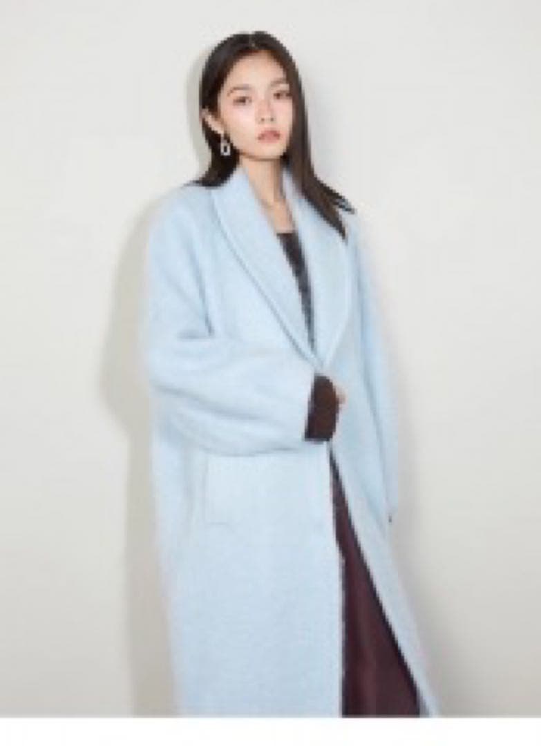 SNIDEL シャギーロングコート　ブルー