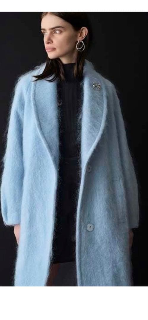 SNIDEL シャギーロングコート　ブルー