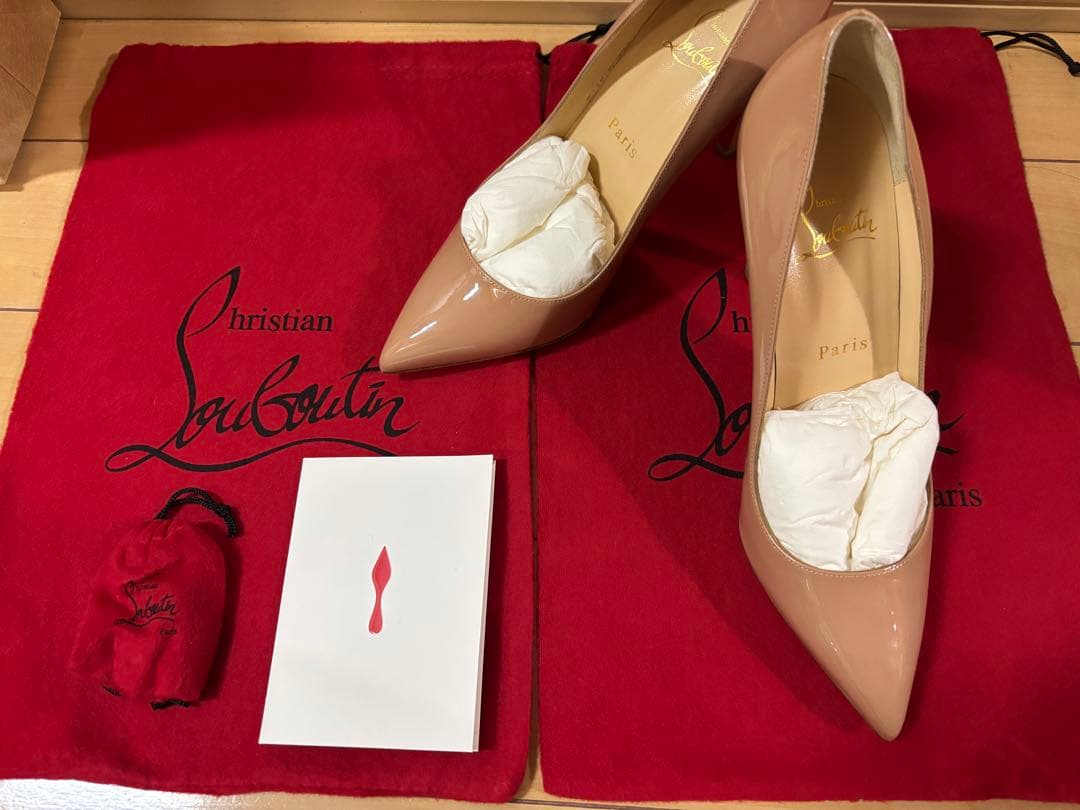 クリスチャンルブタン　37.5 ピンクベージュ　ピンヒール