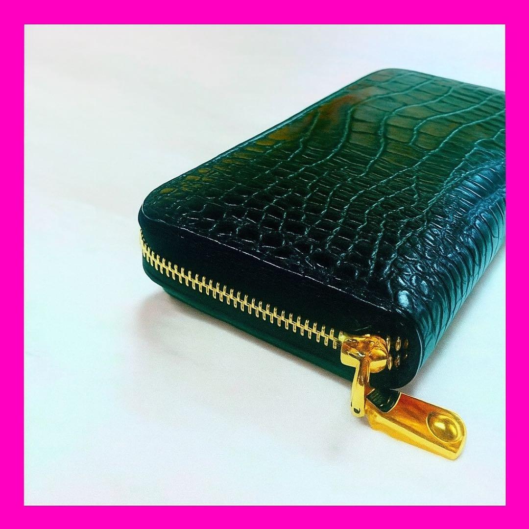【新品未使用】金運UP⭐︎高級感クロコダイル型押し黒長財布｜大容量＆スリム設計 黒