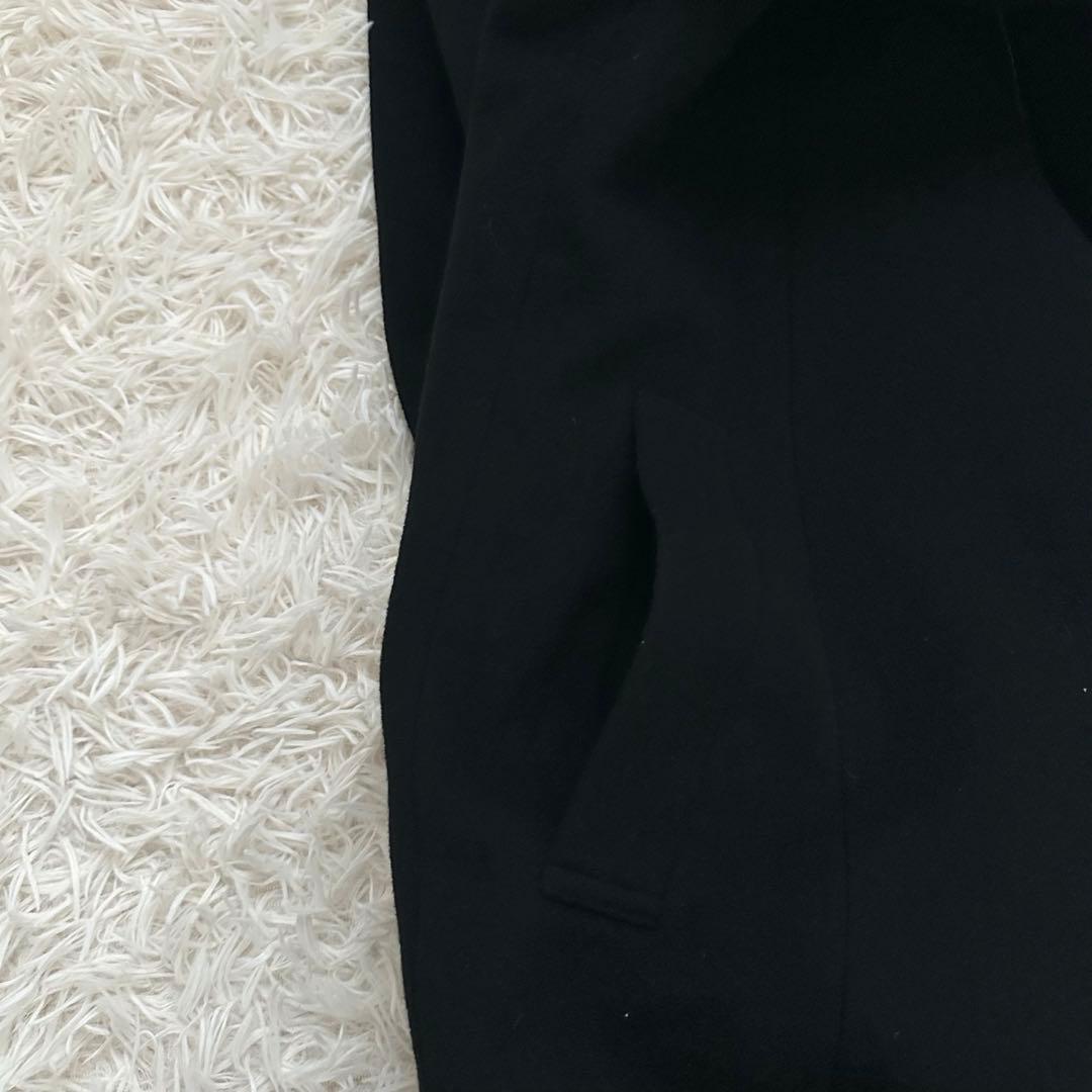 バーバリー カシミヤ混 ロング チェスターコート ノバチェック 黒 M