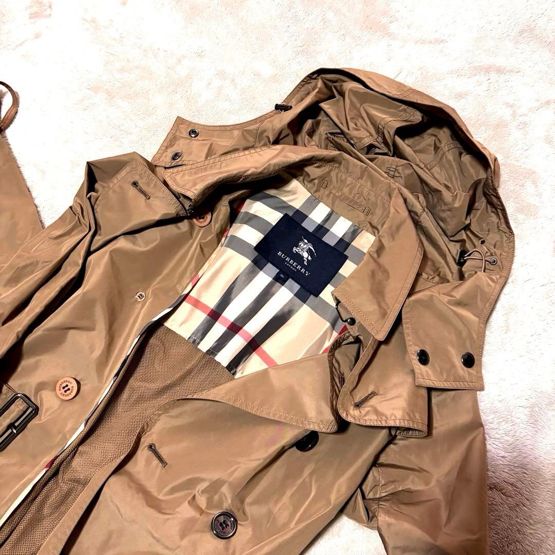 美品✨バーバリーロンドン　スプリングコート　トレンチ　ノバチェック　フード収納袋