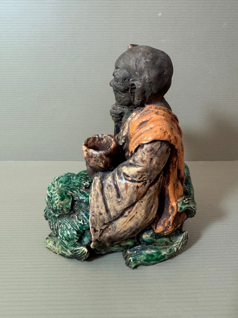 2719 時代物 人物 仙人青獅像　古美術 置物