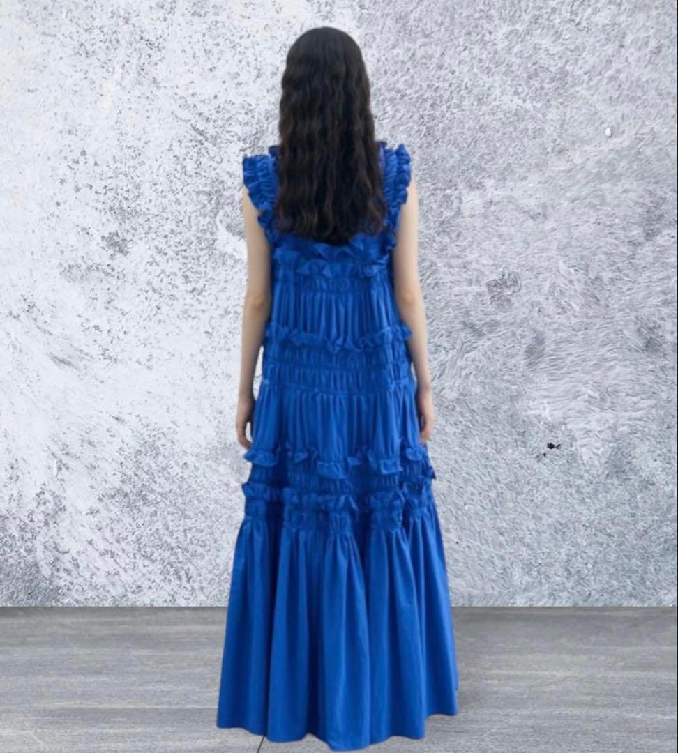 未使用 PERNA ギャザーキャミフリルワンピース 青 ブルー