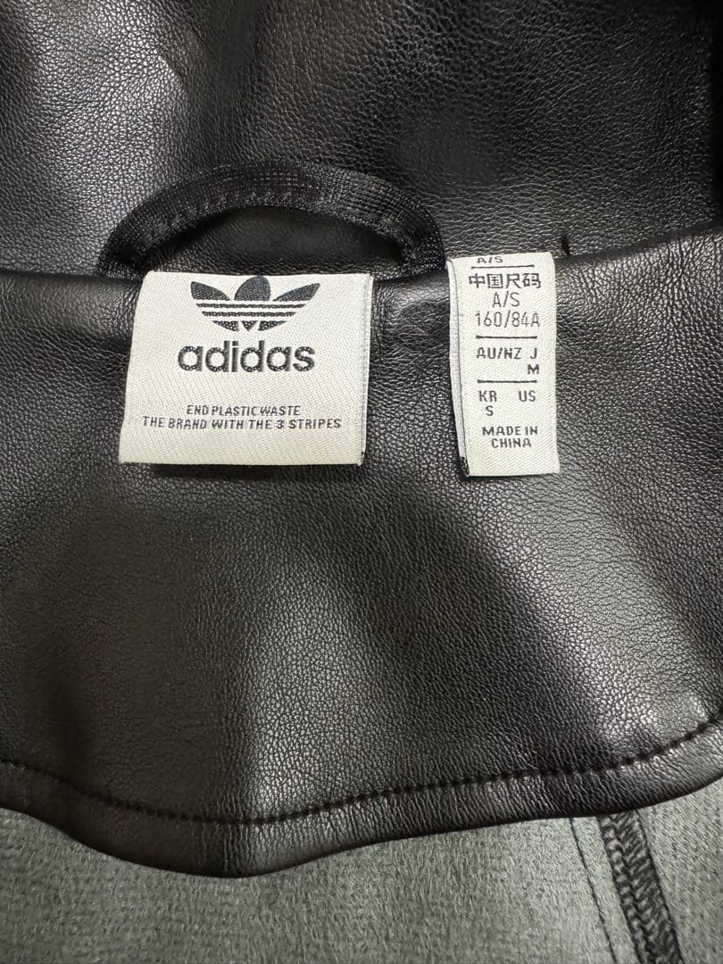 adidas フェイクレザージャケット M 黒