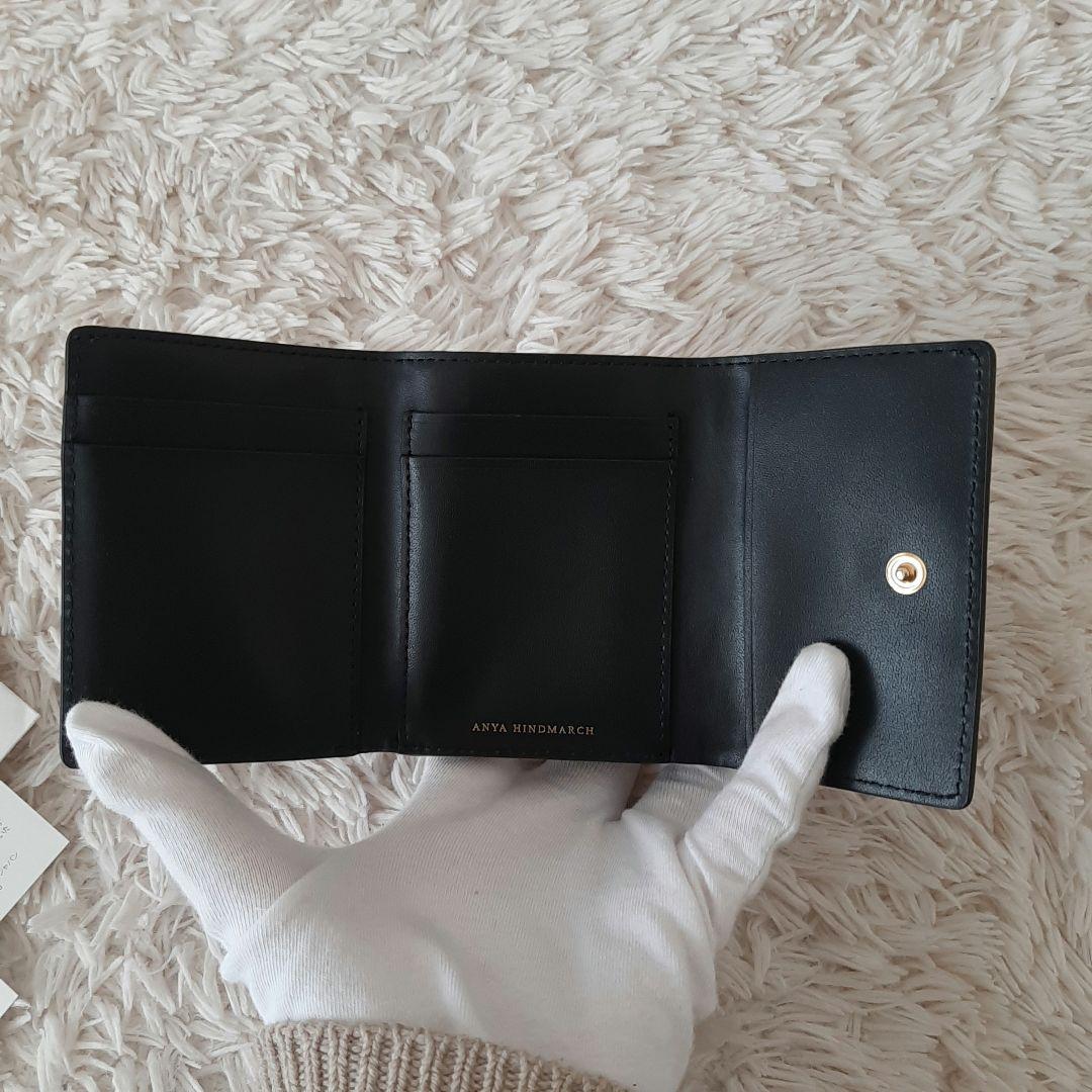 未使用品　ANYA HINDMARCH　アニヤハインドマーチ　三つ折り財布　黒