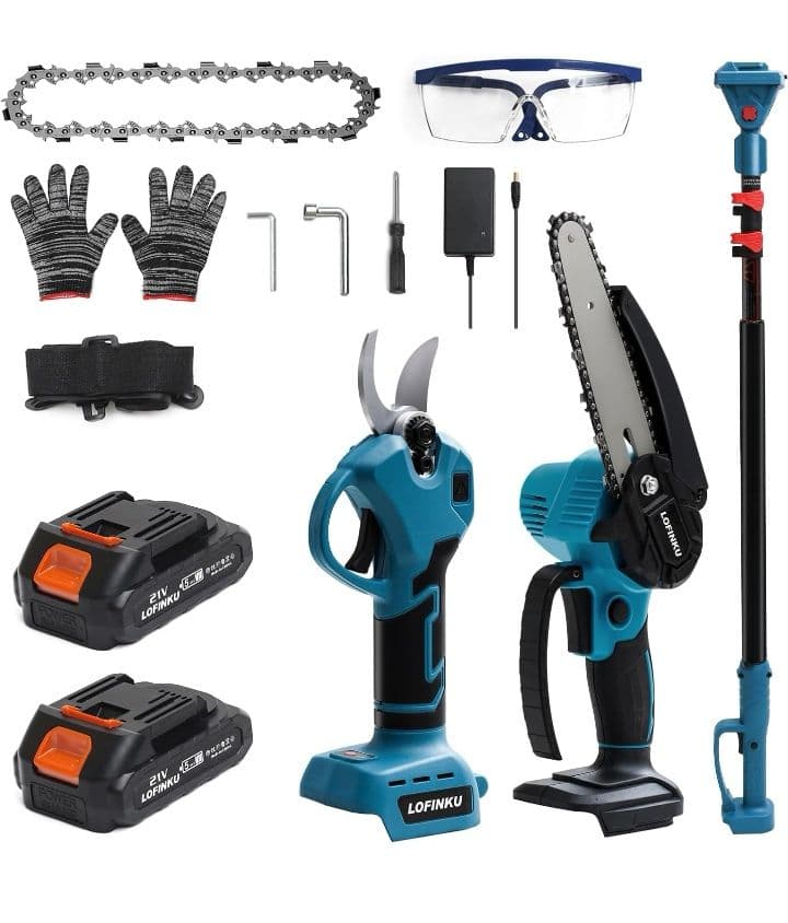 高枝切り電動チェーンソー 高枝切りバサミ 3 in 1 の組み合わせ