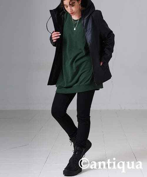 新品☆彡【antiqua】超軽量◎『ヴィ―ガンレザーフード付きジャケット』