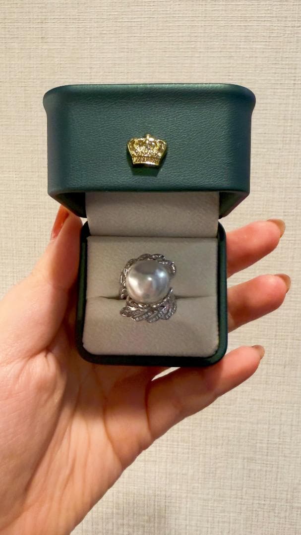 ✨超大玉15-16mm 南洋白蝶真珠 バロックパール 羽根デザイン 豪華リング✨