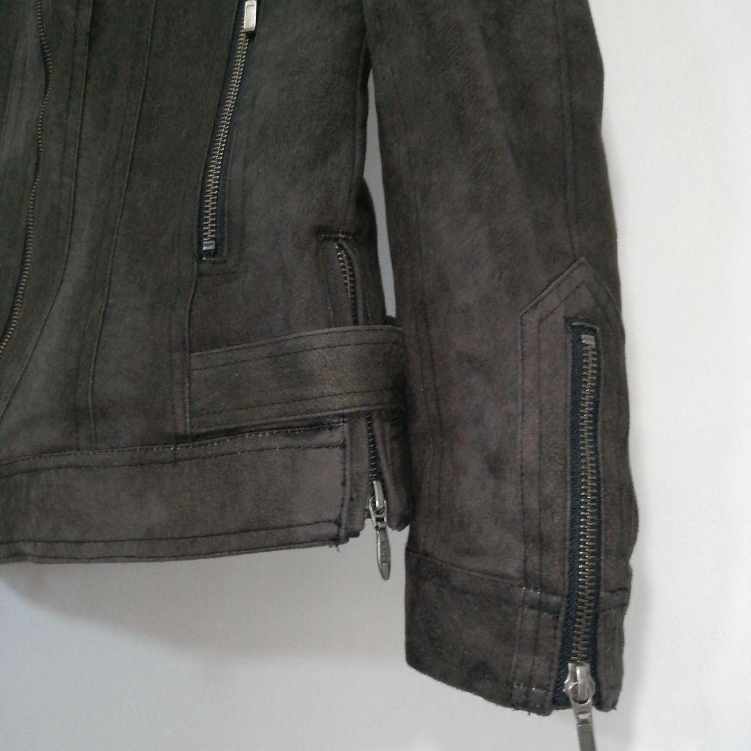 TORNADOMART スエード調 ライダースジャケット 短丈 ファー ブルゾン