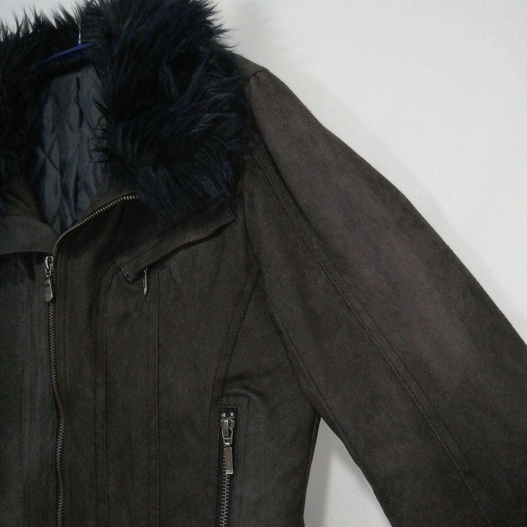 TORNADOMART スエード調 ライダースジャケット 短丈 ファー ブルゾン