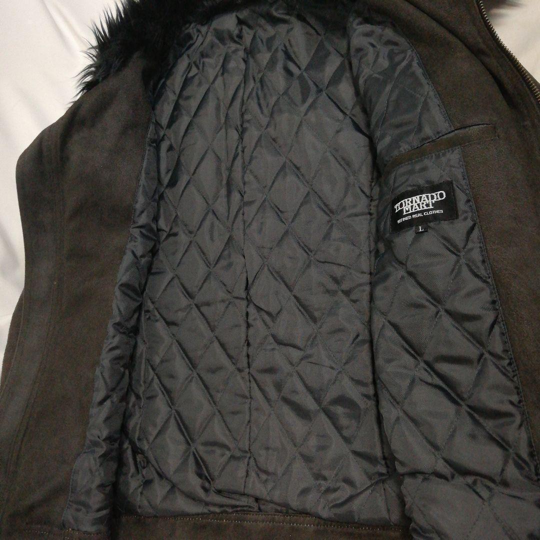 TORNADOMART スエード調 ライダースジャケット 短丈 ファー ブルゾン