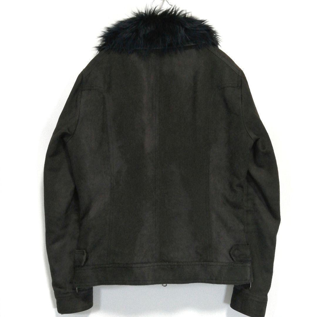 TORNADOMART スエード調 ライダースジャケット 短丈 ファー ブルゾン