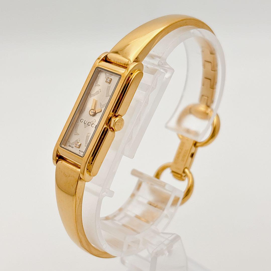 【希少・電池新品】GUCCI 109 ゴールド 2Pダイヤ バングルウォッチ