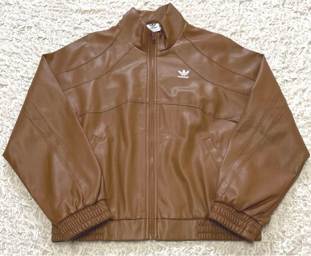 【正規品】美品 即完売 adidas フェイクレザージャケット ブラウン