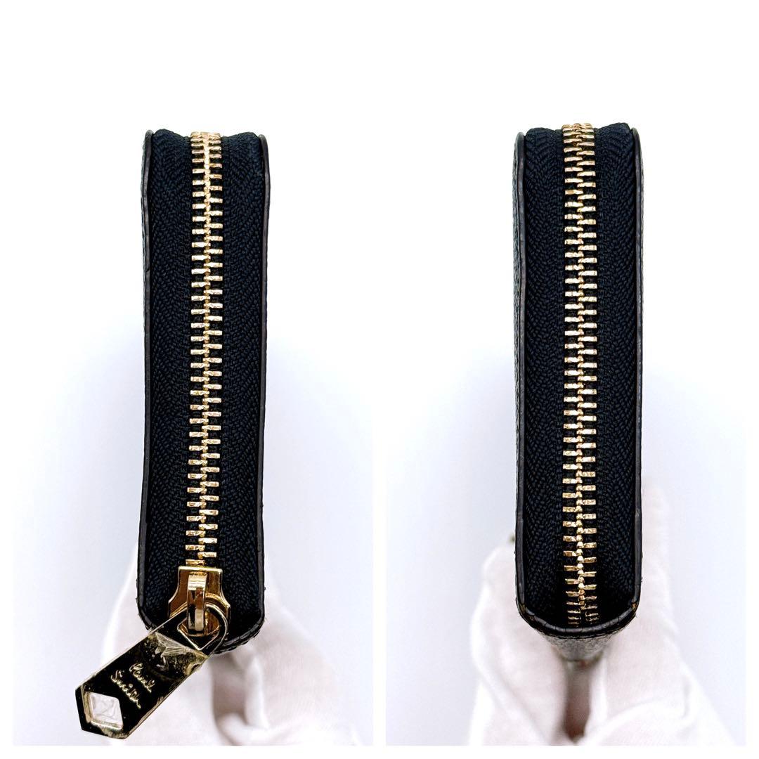 ポールスミス 長財布 ラウンドファスナー マルチストライプ ブラック 黒 レザー