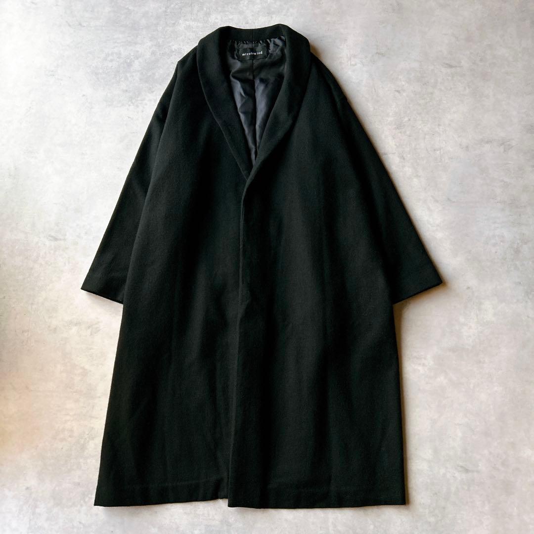 定価2.6万☆ミズイロインド　ショールカラーワイドロングコート ウール