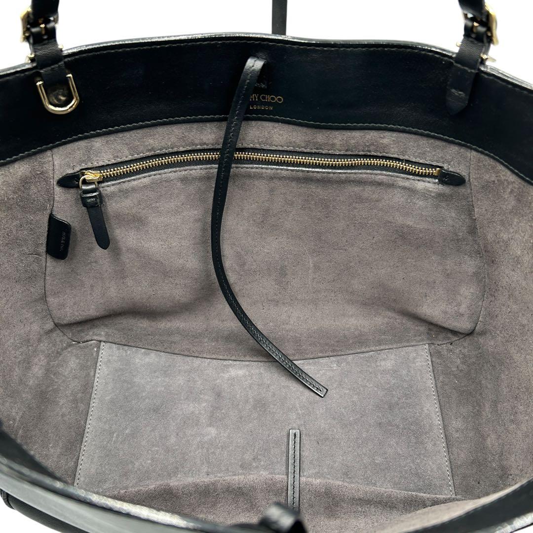 【JIMMY CHOO】ヴァレンヌ トートバッグ 肩掛け 大容量 収納袋付き 黒