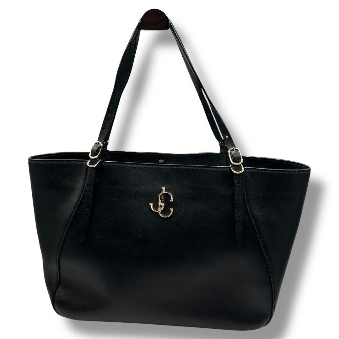 【JIMMY CHOO】ヴァレンヌ トートバッグ 肩掛け 大容量 収納袋付き 黒