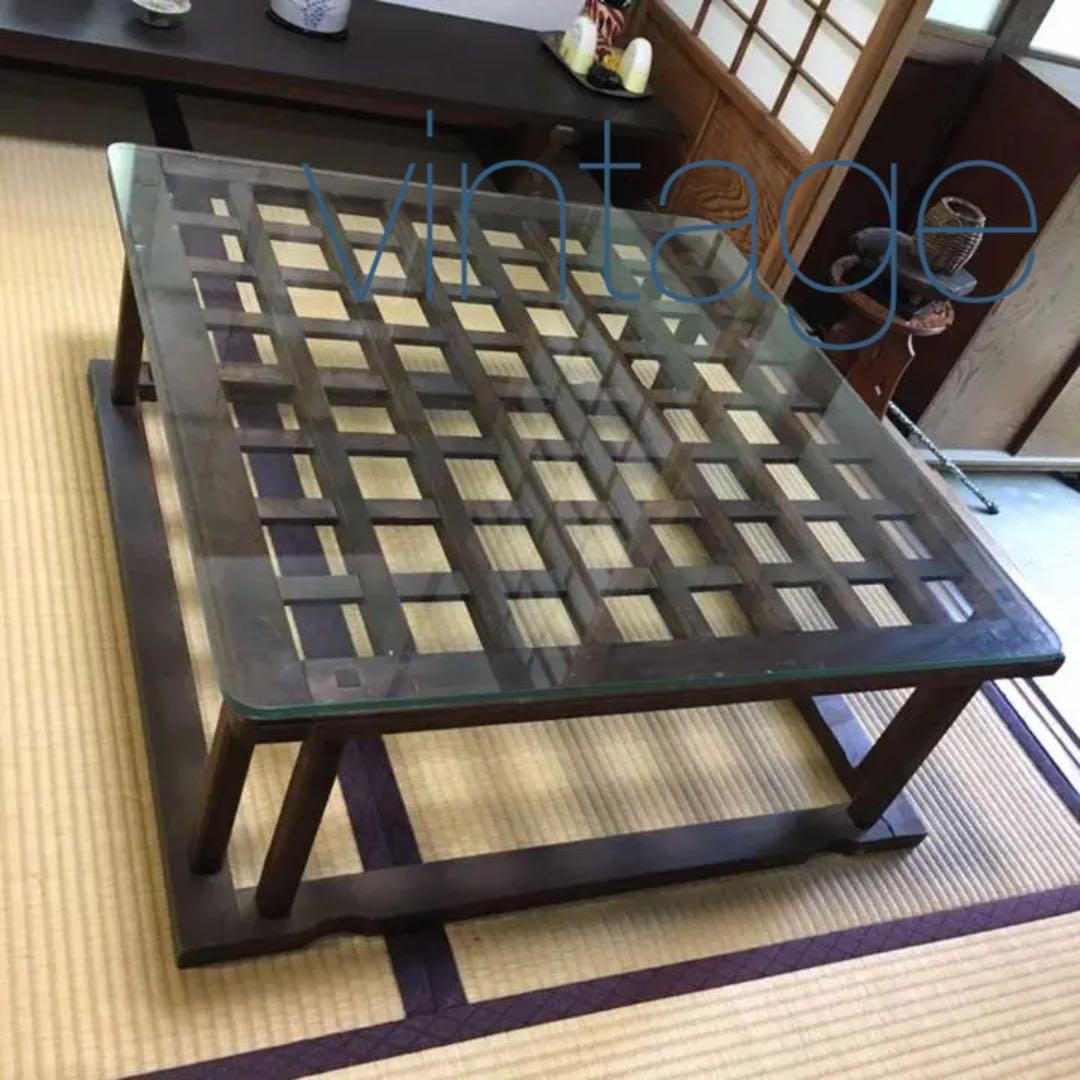 櫓 硝子 テーブル★古民家 骨董 粋 レトロ アンティーク 風雅 風流 時代