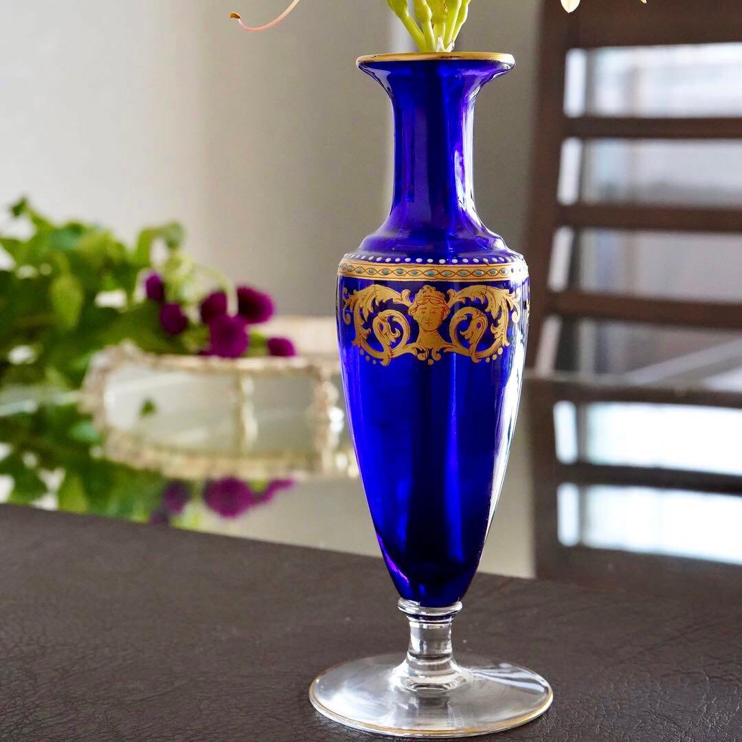 極希少★オールドバカラBACCARAT★24金彩＆エナメル彩装飾 花瓶★一輪挿し