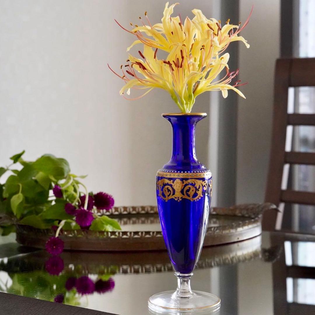 極希少★オールドバカラBACCARAT★24金彩＆エナメル彩装飾 花瓶★一輪挿し