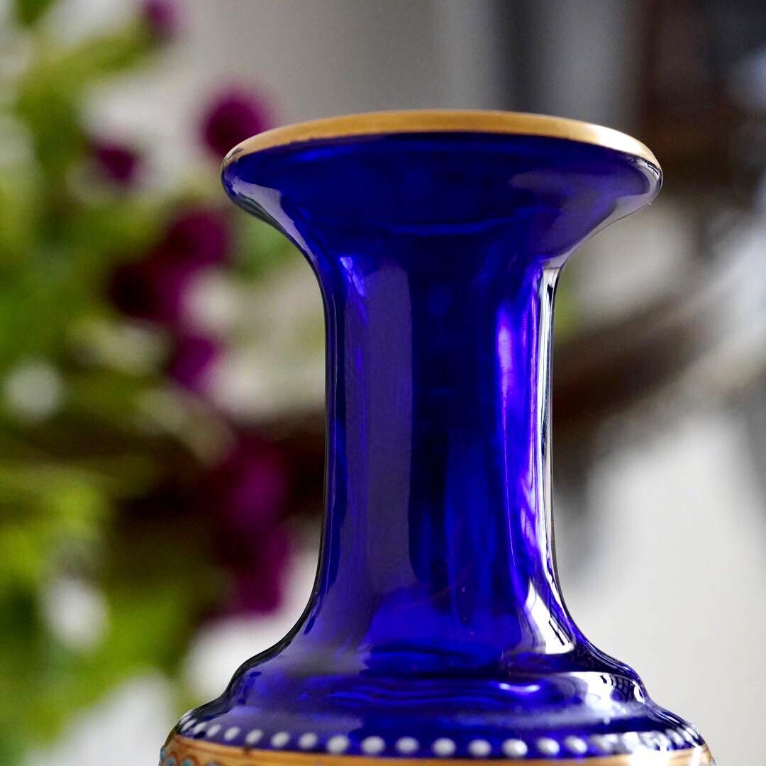 極希少★オールドバカラBACCARAT★24金彩＆エナメル彩装飾 花瓶★一輪挿し