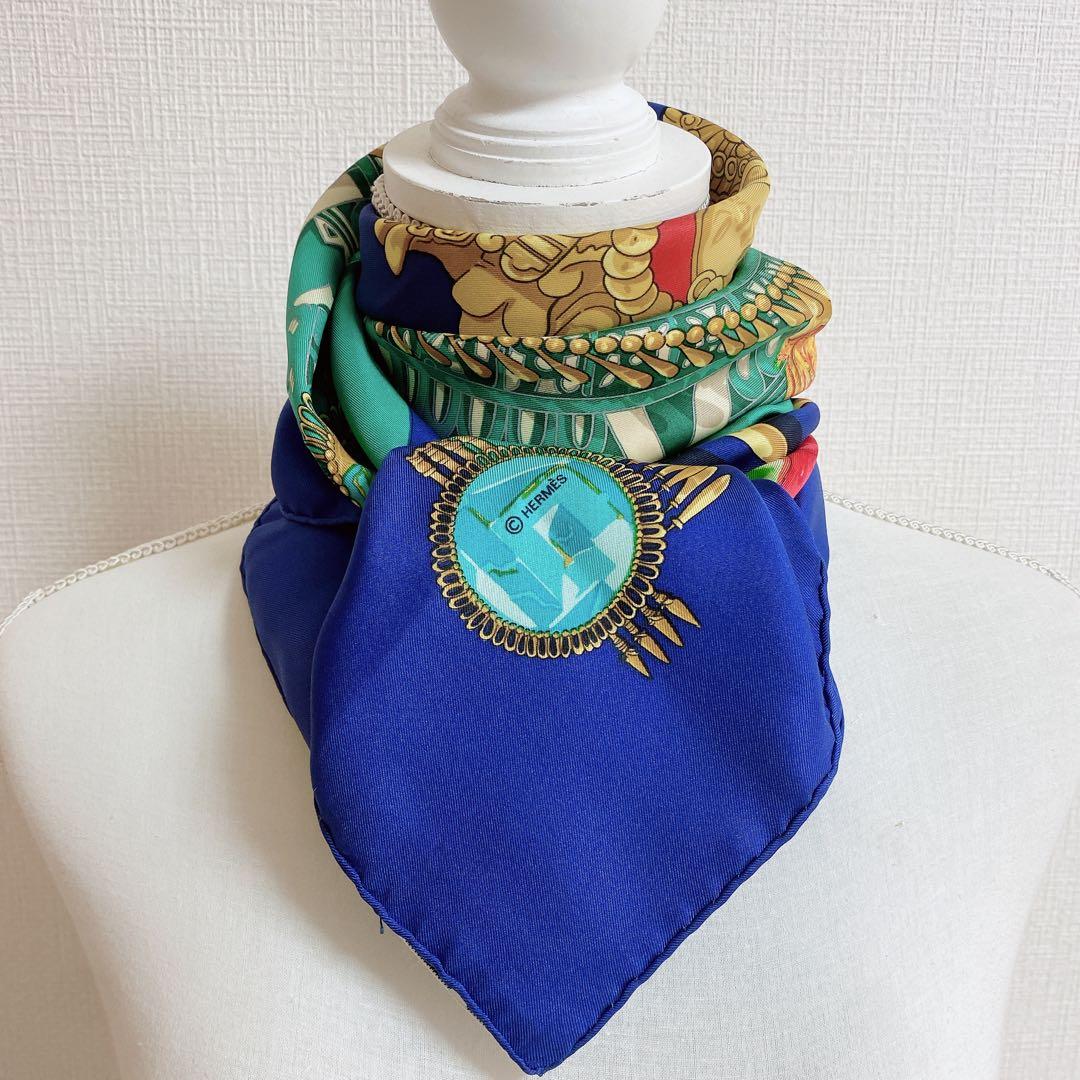 HERMES エルメス　スカーフ　カレ90 メキシコ　シルク　タグあり