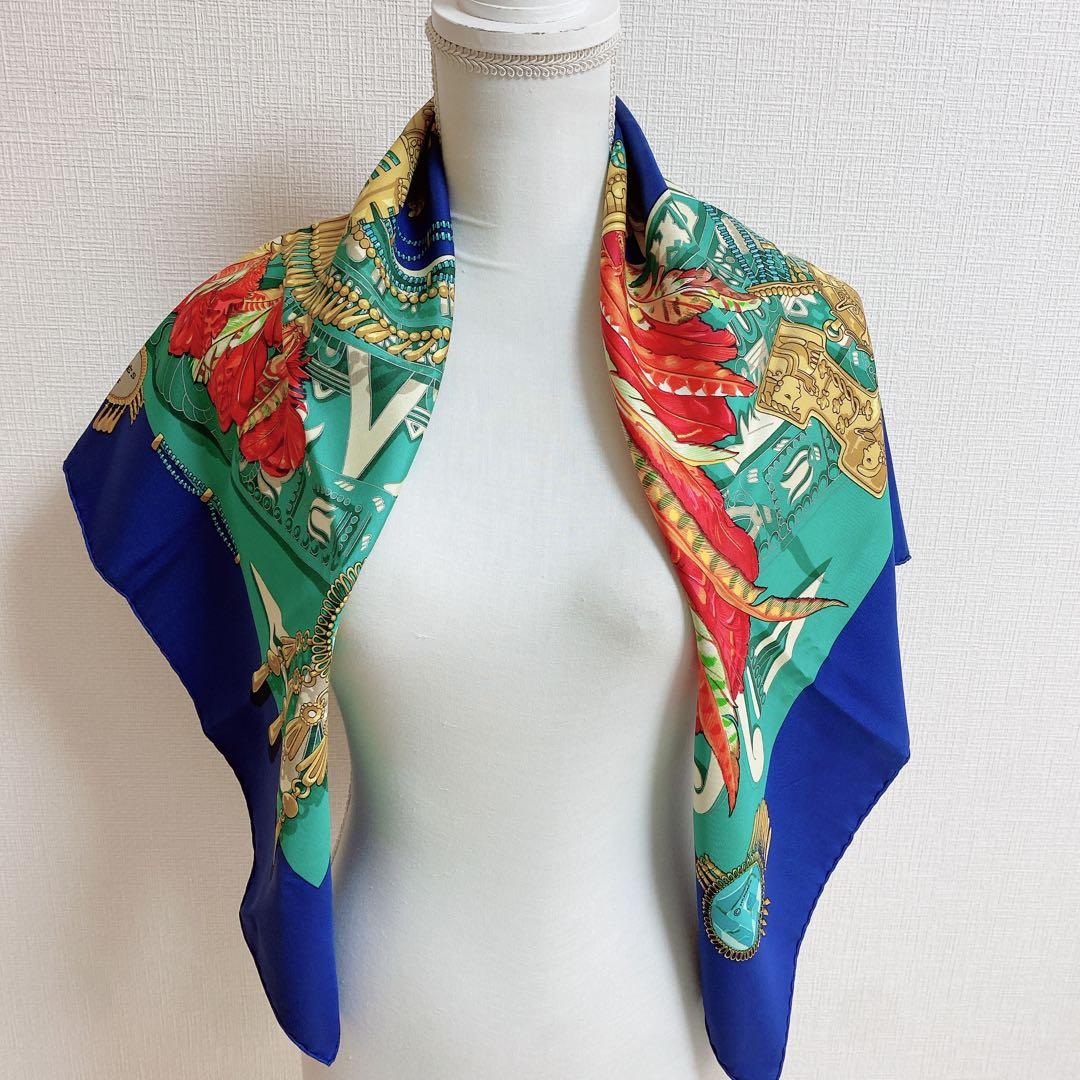HERMES エルメス　スカーフ　カレ90 メキシコ　シルク　タグあり