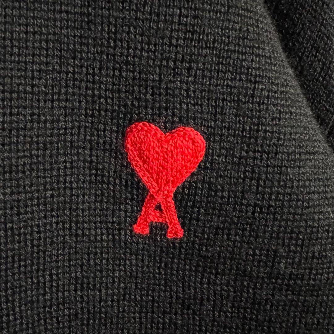 3628【未使用級・極美品】ポルトガル製 アミ ハートロゴ 肉厚 カーディガン