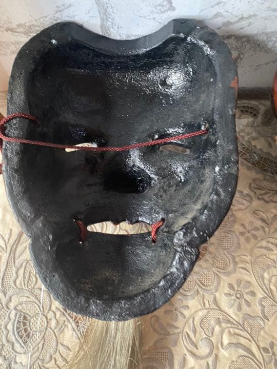 翁　お面　骨董　能面　神楽面 壁飾り 作者名彫りあり2枚