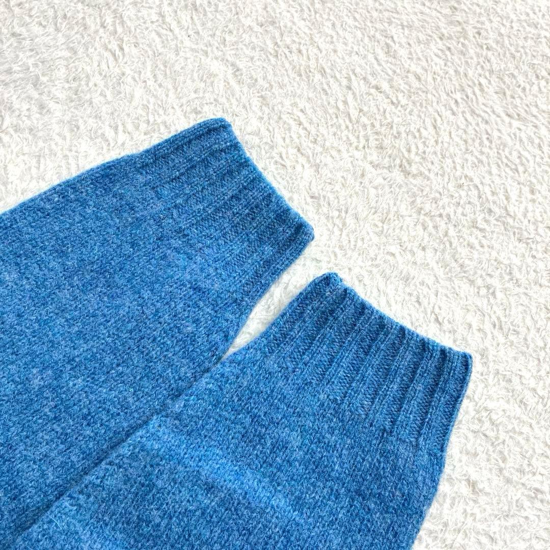 ハーレーオブスコットランド ウール クルーネックプルオーバー ニット 40 青