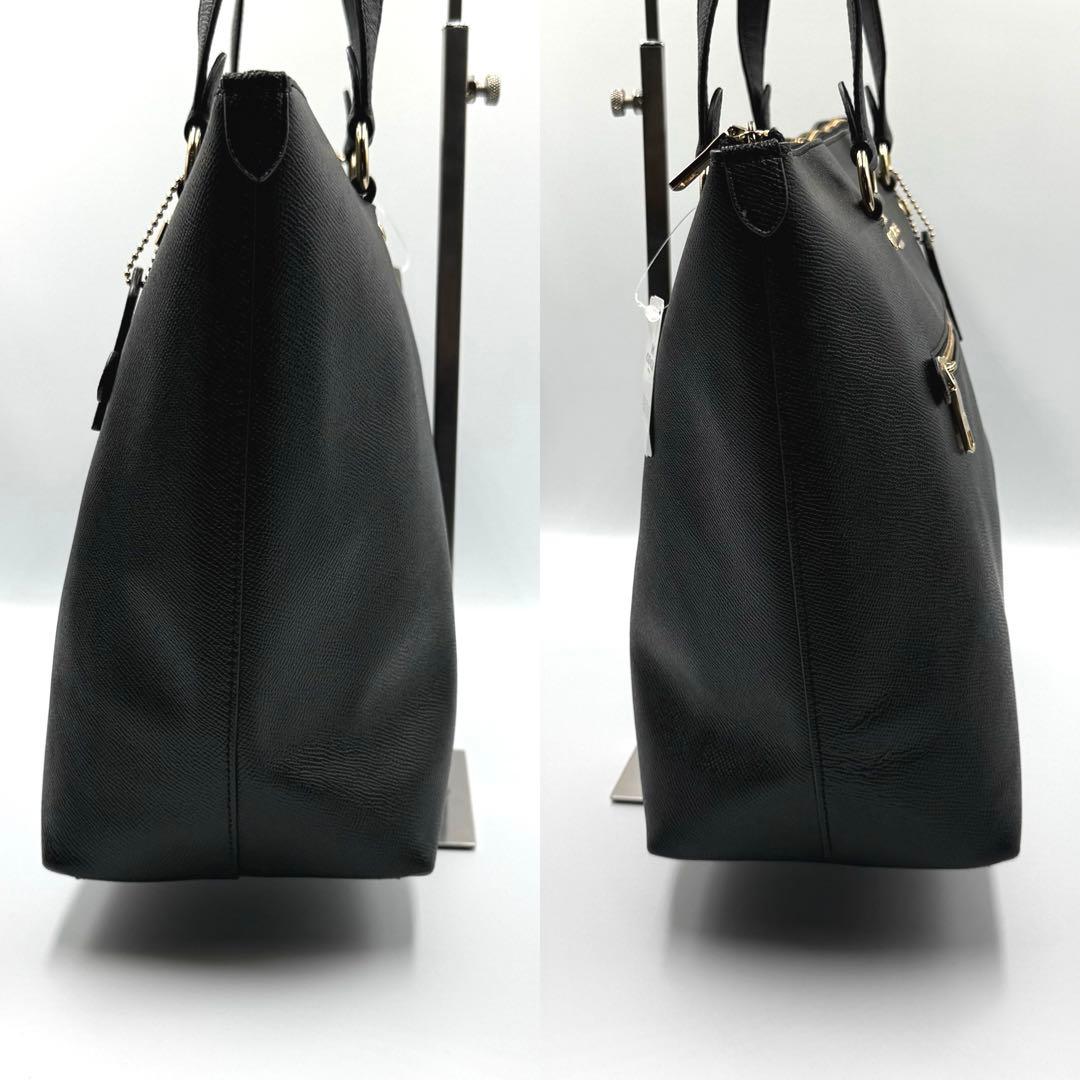 新品タグ付 COACH F79608黒 レザートート A4可 ゴールド金具