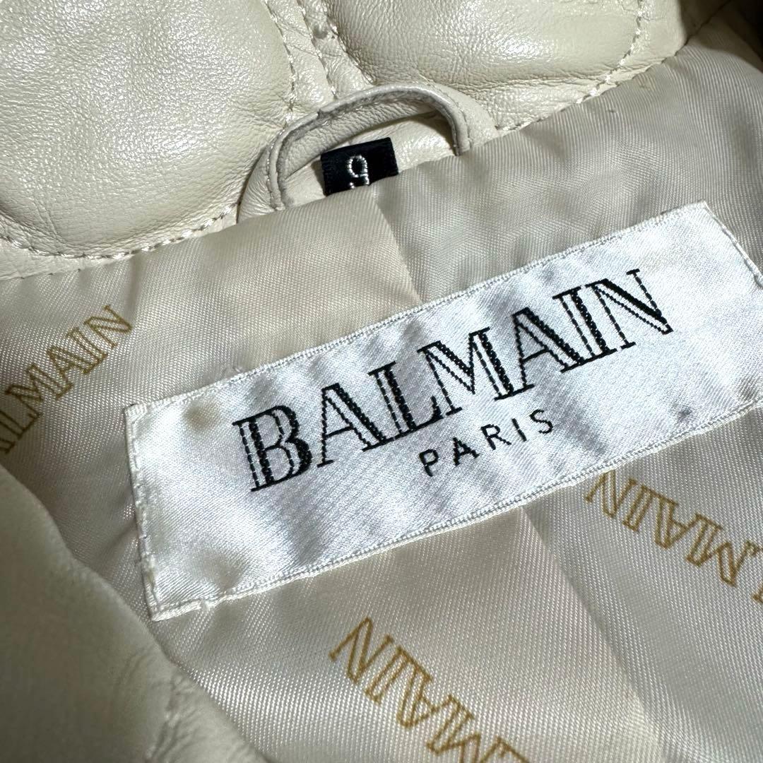 BALMAIN レザージャケット キルティングジャケット サイズ9 アイボリー