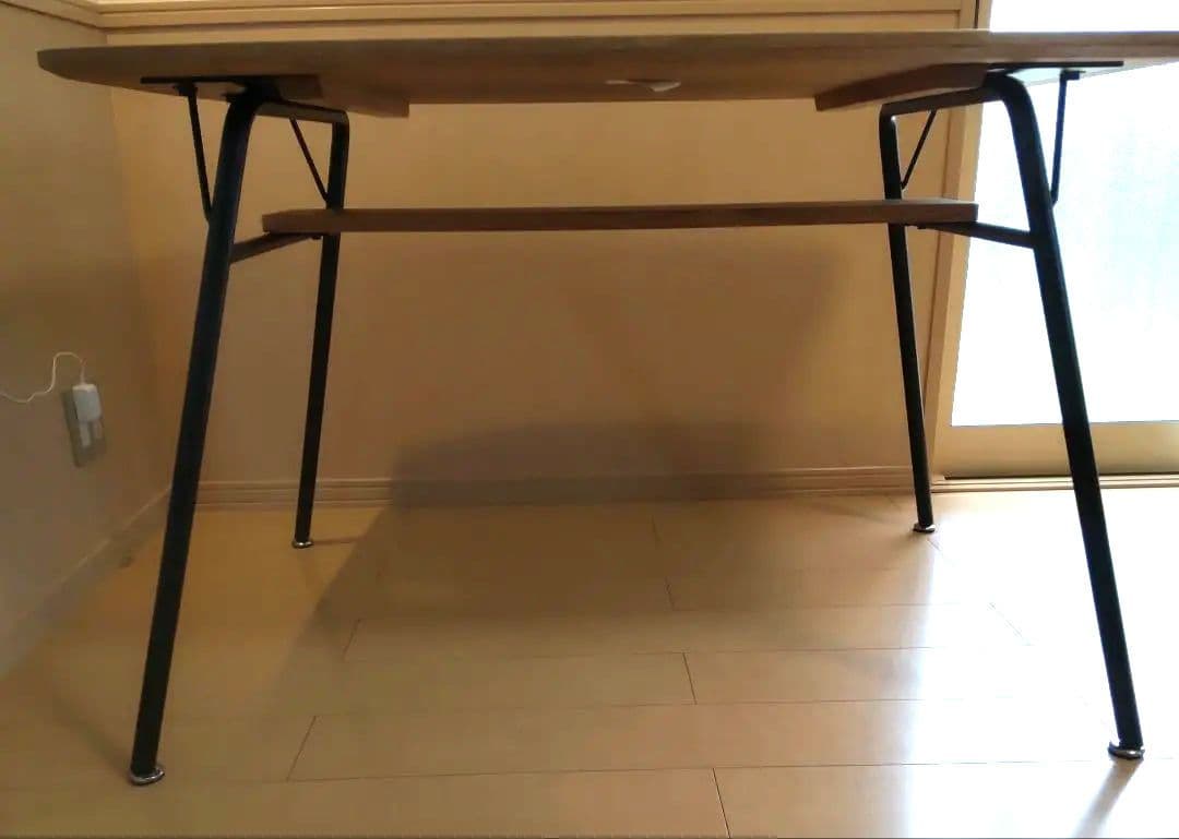 モモナチュラル momonatural ダイニングテーブル 棚あり アイアン脚